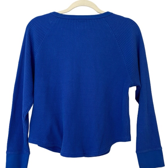 GAP Waffle Henley Long Sleeve Thermal T-Shirt – Blue – Size M - Picture 2 of 3